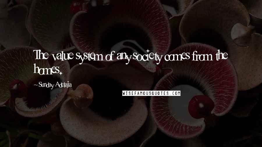 Sunday Adelaja Quotes: The value system of any society comes from the homes.