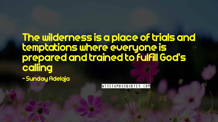 Sunday Adelaja Quotes: The wilderness is a place of trials and temptations where everyone is prepared and trained to fulfill God's calling