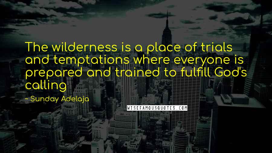 Sunday Adelaja Quotes: The wilderness is a place of trials and temptations where everyone is prepared and trained to fulfill God's calling