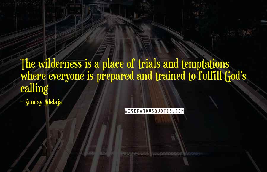 Sunday Adelaja Quotes: The wilderness is a place of trials and temptations where everyone is prepared and trained to fulfill God's calling