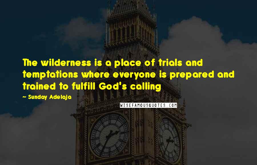 Sunday Adelaja Quotes: The wilderness is a place of trials and temptations where everyone is prepared and trained to fulfill God's calling