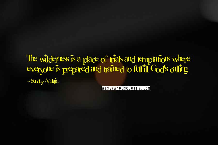 Sunday Adelaja Quotes: The wilderness is a place of trials and temptations where everyone is prepared and trained to fulfill God's calling