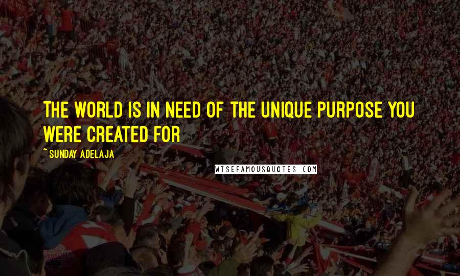 Sunday Adelaja Quotes: The world is in need of the unique purpose you were created for