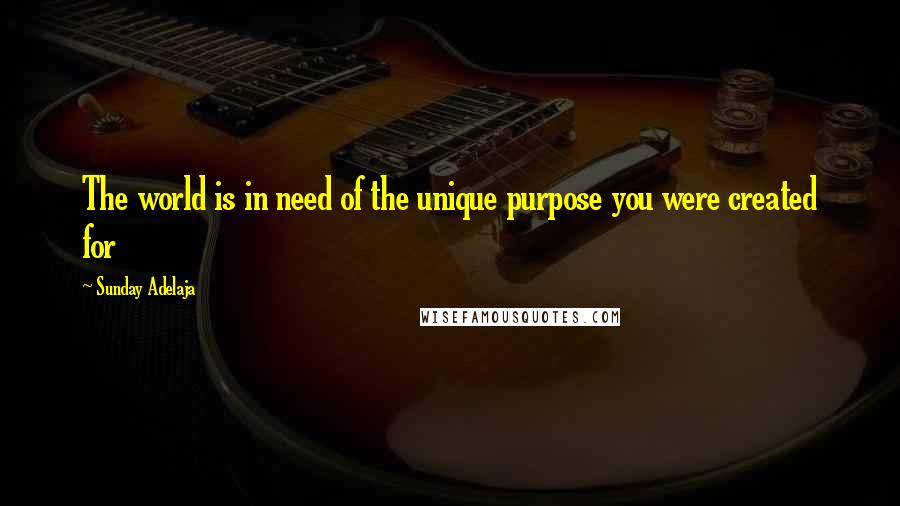 Sunday Adelaja Quotes: The world is in need of the unique purpose you were created for