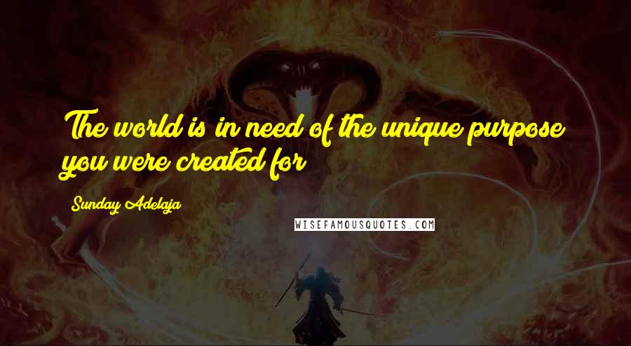 Sunday Adelaja Quotes: The world is in need of the unique purpose you were created for