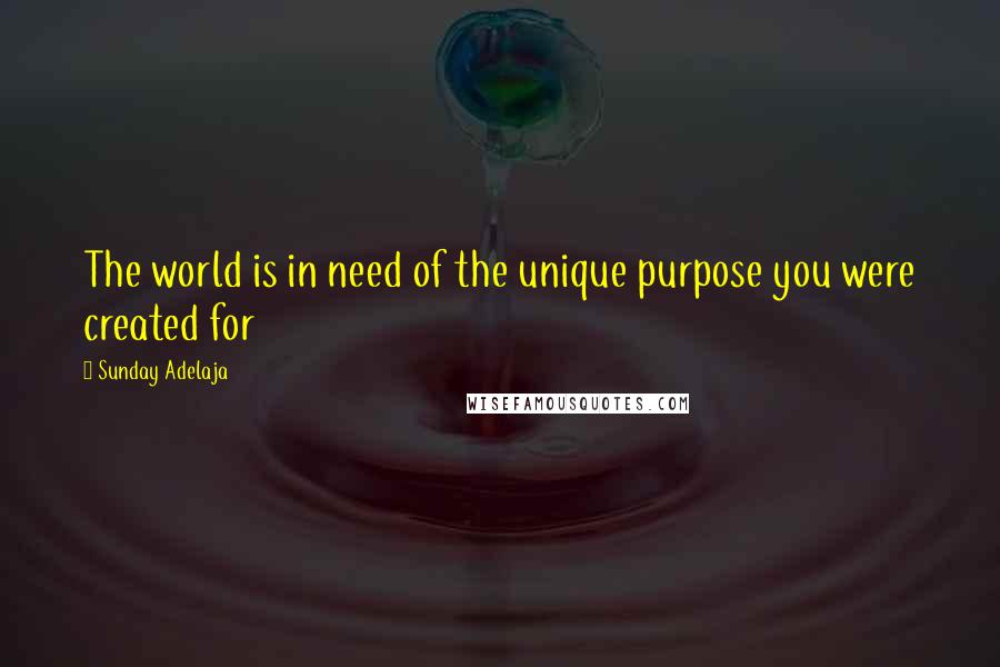 Sunday Adelaja Quotes: The world is in need of the unique purpose you were created for