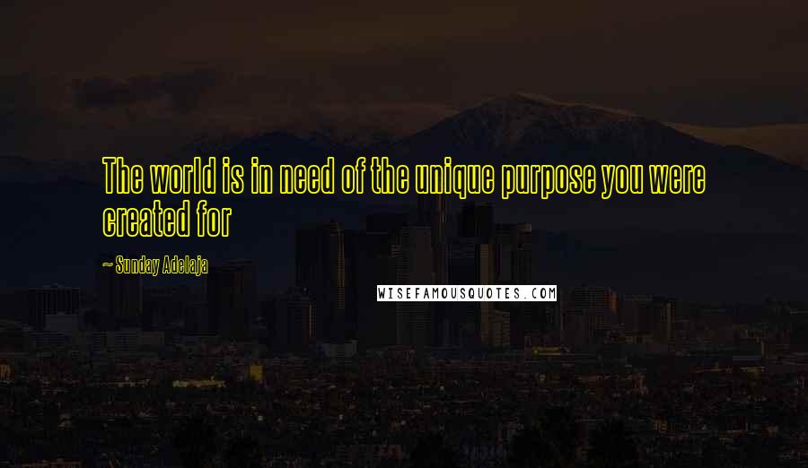 Sunday Adelaja Quotes: The world is in need of the unique purpose you were created for