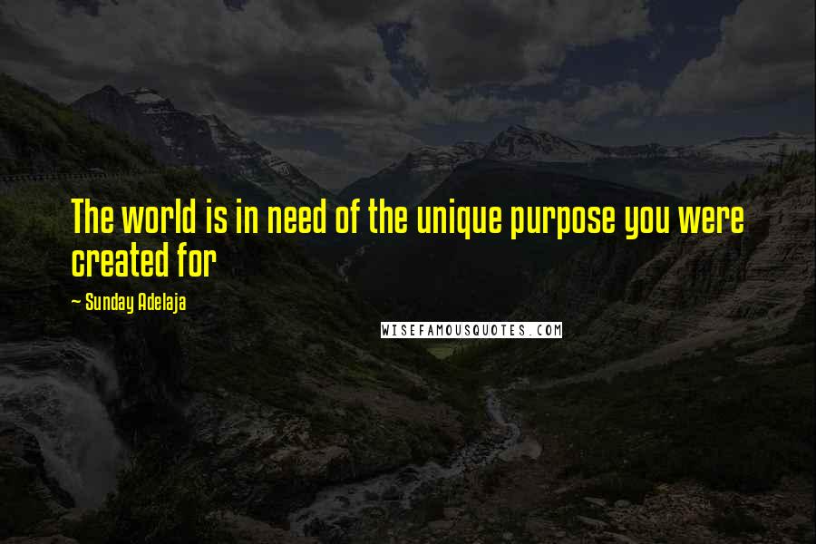 Sunday Adelaja Quotes: The world is in need of the unique purpose you were created for