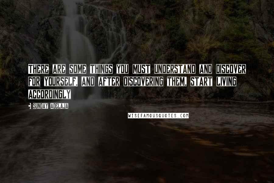 Sunday Adelaja Quotes: There are some things you must understand and discover for yourself. And after discovering them, start living accordingly