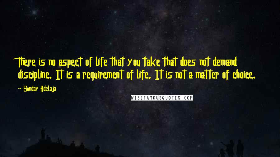 Sunday Adelaja Quotes: There is no aspect of life that you take that does not demand discipline. It is a requirement of life. It is not a matter of choice.