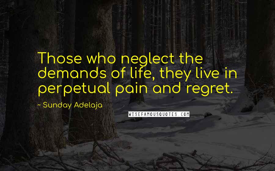 Sunday Adelaja Quotes: Those who neglect the demands of life, they live in perpetual pain and regret.