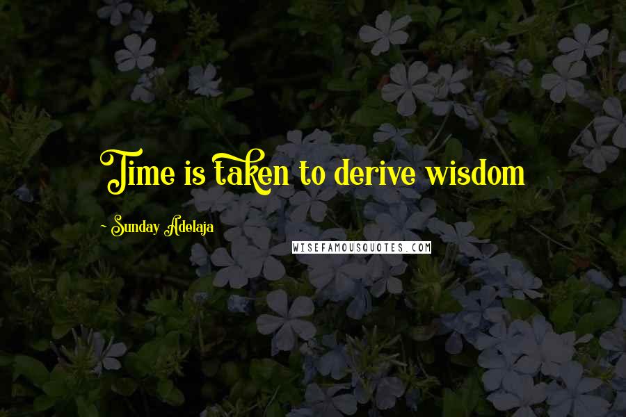 Sunday Adelaja Quotes: Time is taken to derive wisdom