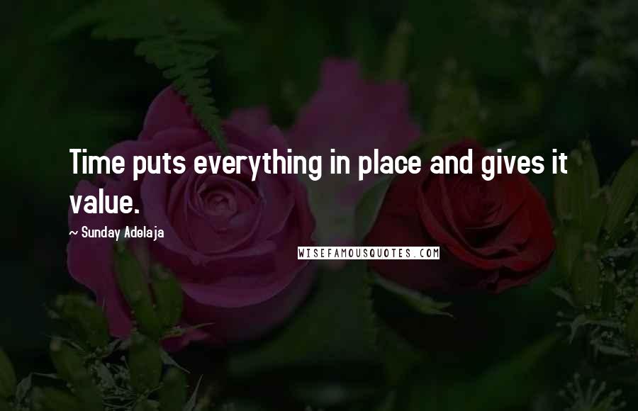 Sunday Adelaja Quotes: Time puts everything in place and gives it value.