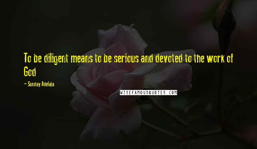 Sunday Adelaja Quotes: To be diligent means to be serious and devoted to the work of God