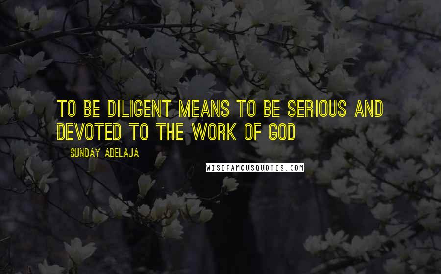 Sunday Adelaja Quotes: To be diligent means to be serious and devoted to the work of God