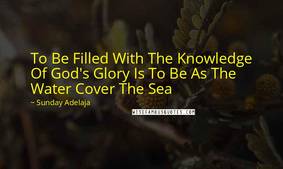 Sunday Adelaja Quotes: To Be Filled With The Knowledge Of God's Glory Is To Be As The Water Cover The Sea