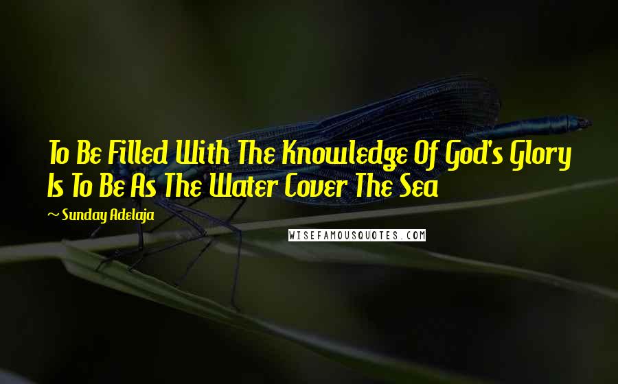 Sunday Adelaja Quotes: To Be Filled With The Knowledge Of God's Glory Is To Be As The Water Cover The Sea