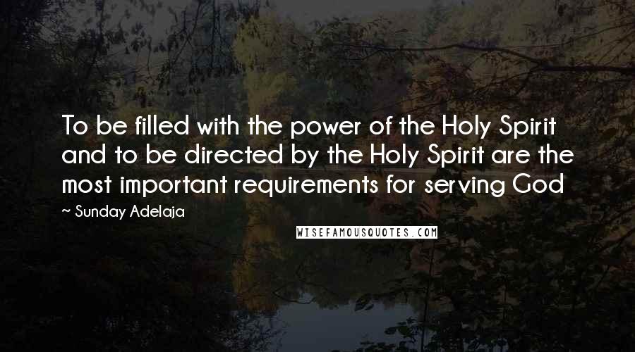 Sunday Adelaja Quotes: To be filled with the power of the Holy Spirit and to be directed by the Holy Spirit are the most important requirements for serving God