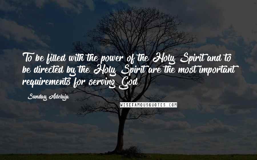 Sunday Adelaja Quotes: To be filled with the power of the Holy Spirit and to be directed by the Holy Spirit are the most important requirements for serving God