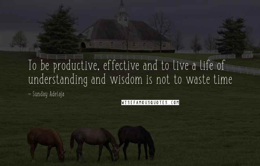 Sunday Adelaja Quotes: To be productive, effective and to live a life of understanding and wisdom is not to waste time