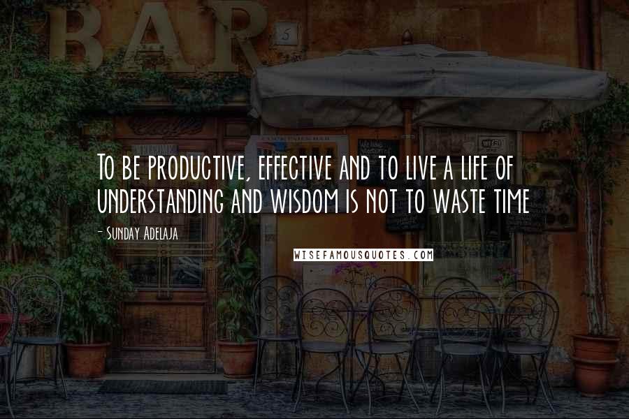 Sunday Adelaja Quotes: To be productive, effective and to live a life of understanding and wisdom is not to waste time