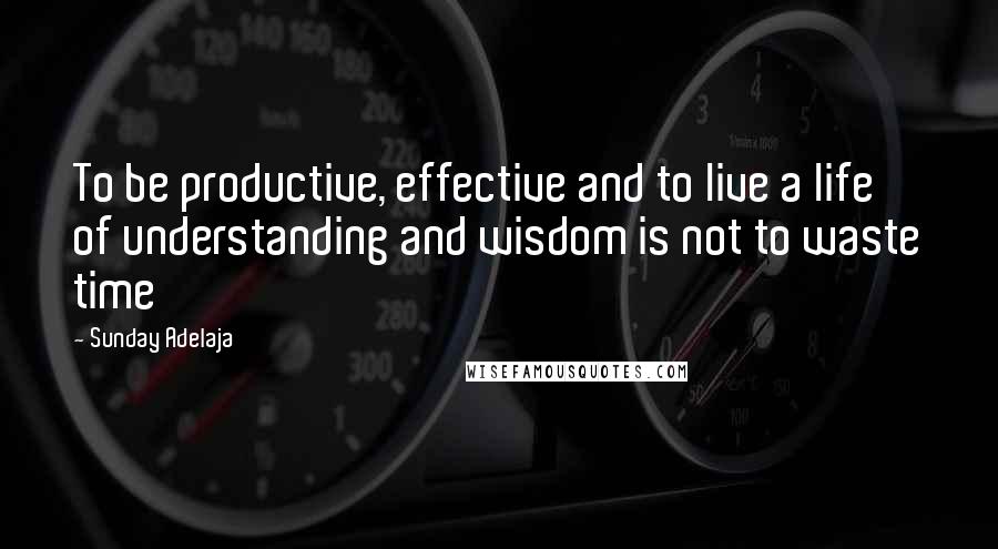 Sunday Adelaja Quotes: To be productive, effective and to live a life of understanding and wisdom is not to waste time