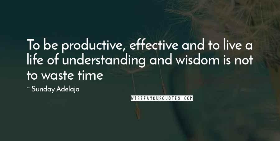 Sunday Adelaja Quotes: To be productive, effective and to live a life of understanding and wisdom is not to waste time