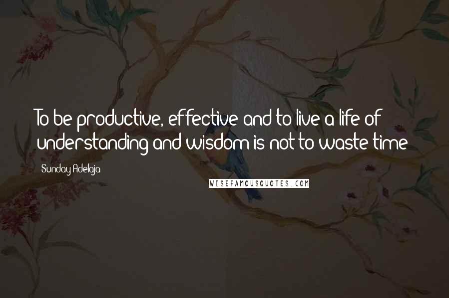 Sunday Adelaja Quotes: To be productive, effective and to live a life of understanding and wisdom is not to waste time