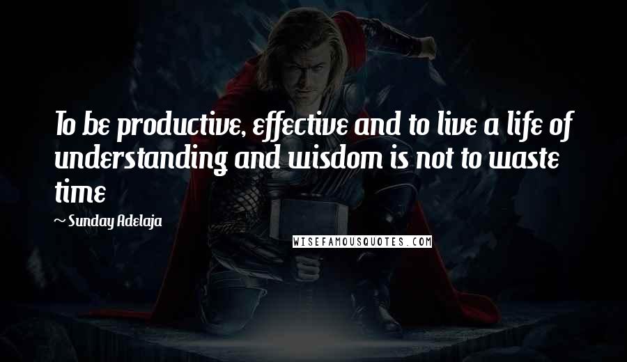 Sunday Adelaja Quotes: To be productive, effective and to live a life of understanding and wisdom is not to waste time