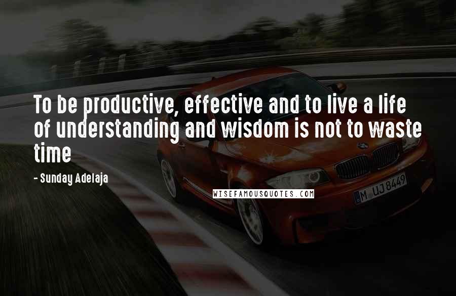 Sunday Adelaja Quotes: To be productive, effective and to live a life of understanding and wisdom is not to waste time