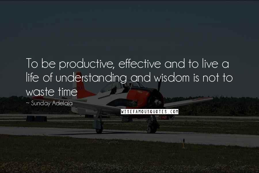 Sunday Adelaja Quotes: To be productive, effective and to live a life of understanding and wisdom is not to waste time