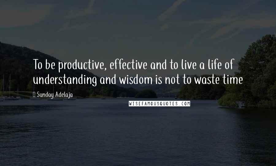 Sunday Adelaja Quotes: To be productive, effective and to live a life of understanding and wisdom is not to waste time