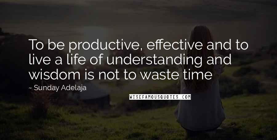 Sunday Adelaja Quotes: To be productive, effective and to live a life of understanding and wisdom is not to waste time