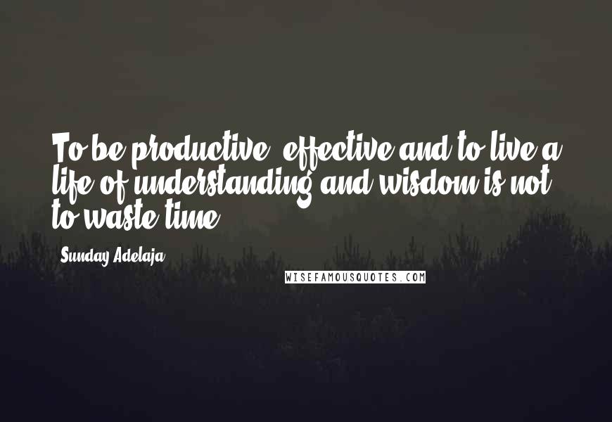 Sunday Adelaja Quotes: To be productive, effective and to live a life of understanding and wisdom is not to waste time