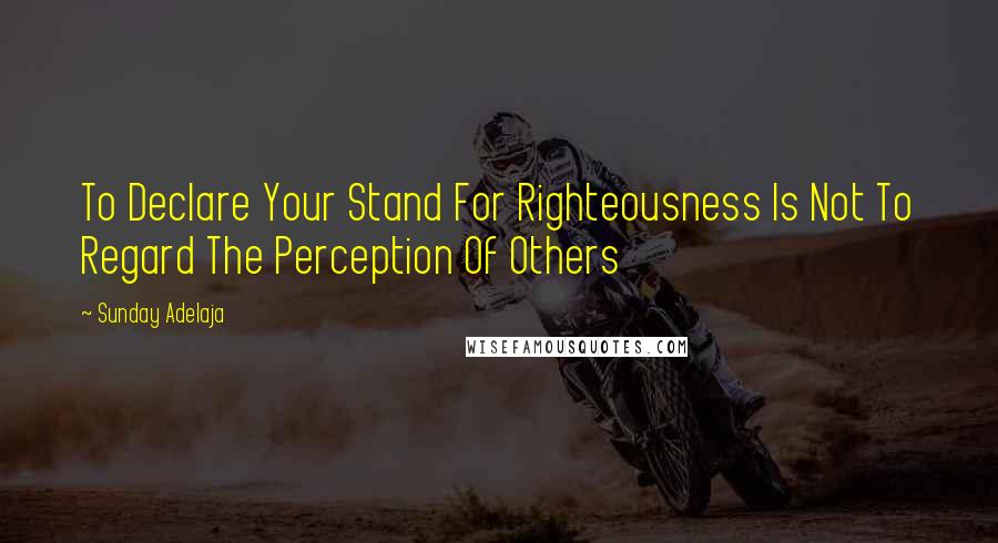 Sunday Adelaja Quotes: To Declare Your Stand For Righteousness Is Not To Regard The Perception Of Others