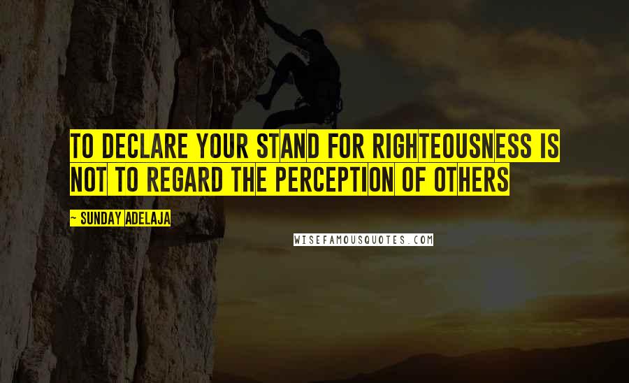 Sunday Adelaja Quotes: To Declare Your Stand For Righteousness Is Not To Regard The Perception Of Others