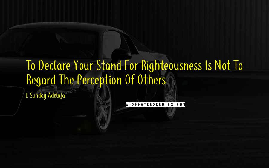 Sunday Adelaja Quotes: To Declare Your Stand For Righteousness Is Not To Regard The Perception Of Others