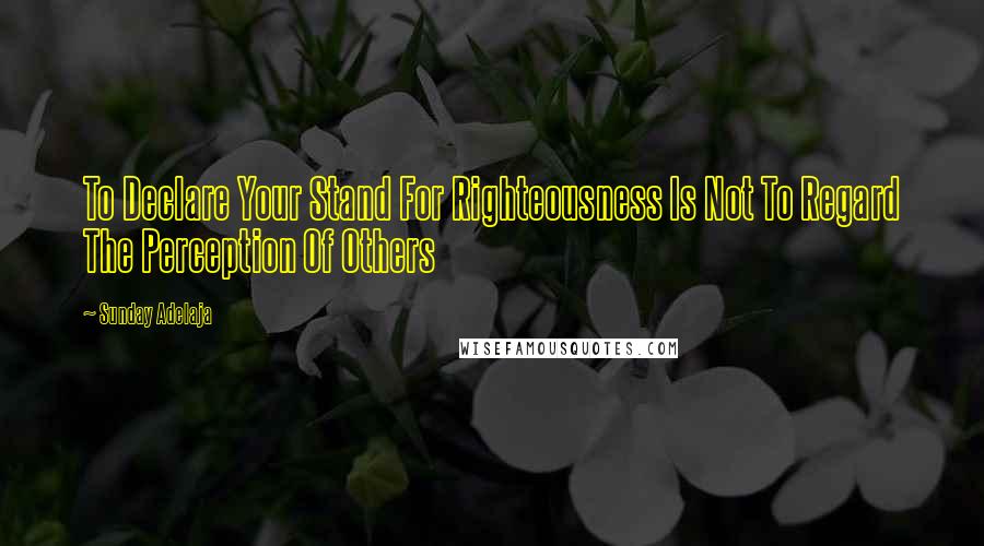 Sunday Adelaja Quotes: To Declare Your Stand For Righteousness Is Not To Regard The Perception Of Others