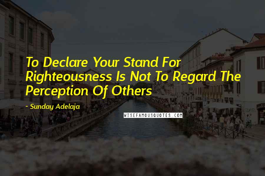 Sunday Adelaja Quotes: To Declare Your Stand For Righteousness Is Not To Regard The Perception Of Others