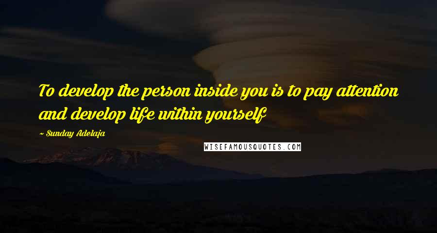 Sunday Adelaja Quotes: To develop the person inside you is to pay attention and develop life within yourself