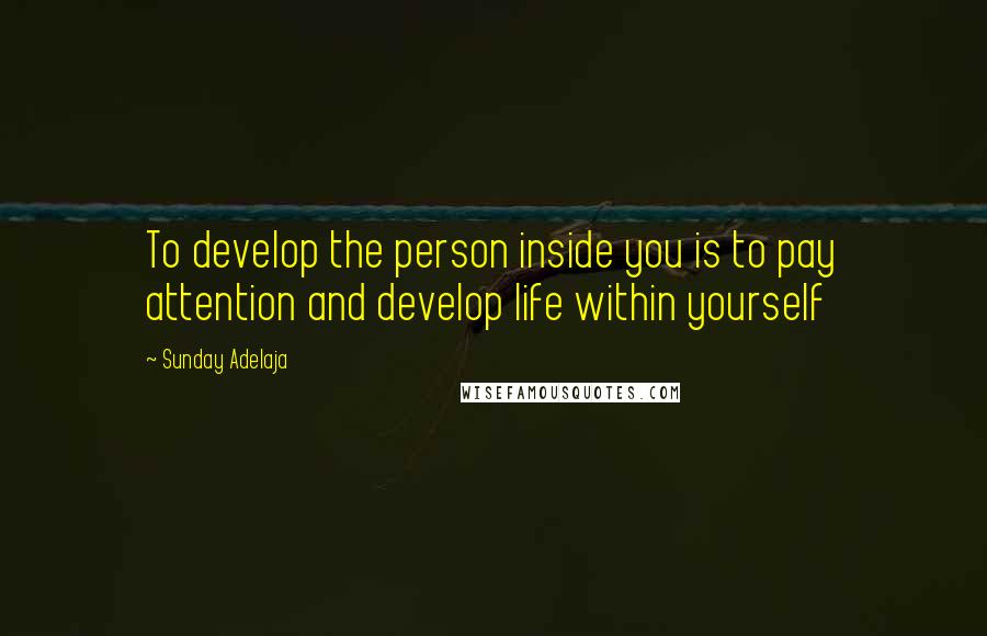 Sunday Adelaja Quotes: To develop the person inside you is to pay attention and develop life within yourself