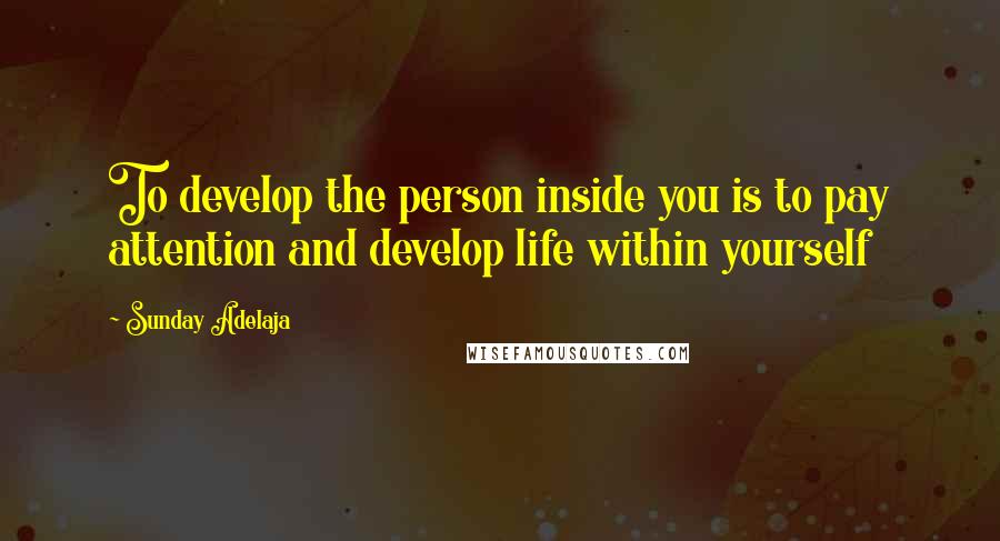 Sunday Adelaja Quotes: To develop the person inside you is to pay attention and develop life within yourself