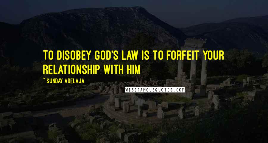 Sunday Adelaja Quotes: To disobey God's law is to forfeit your relationship with him