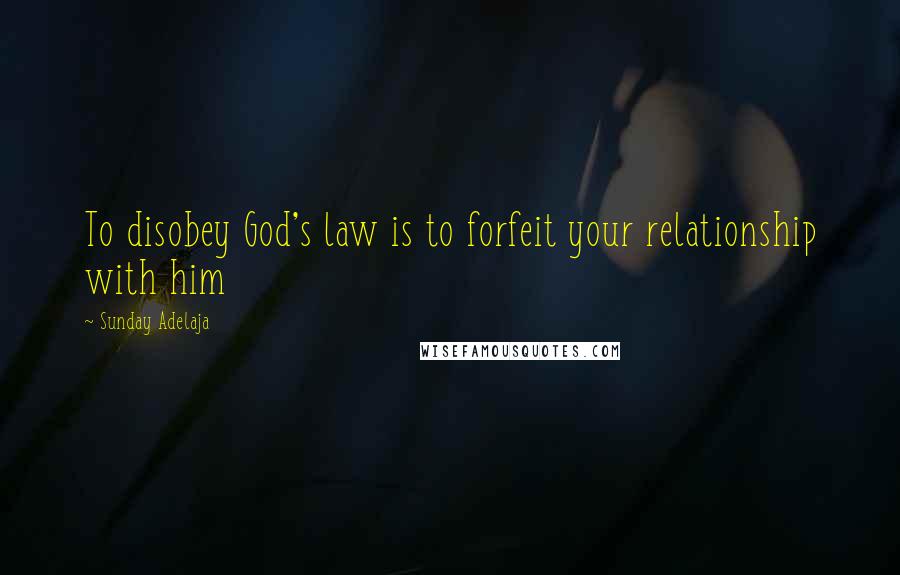 Sunday Adelaja Quotes: To disobey God's law is to forfeit your relationship with him