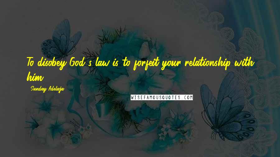 Sunday Adelaja Quotes: To disobey God's law is to forfeit your relationship with him