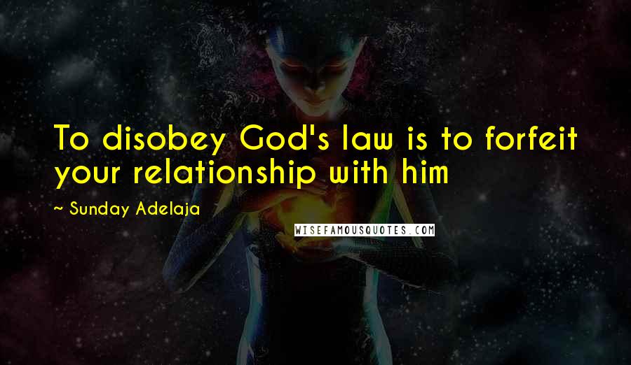 Sunday Adelaja Quotes: To disobey God's law is to forfeit your relationship with him