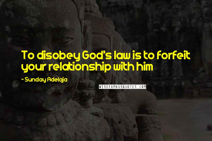 Sunday Adelaja Quotes: To disobey God's law is to forfeit your relationship with him