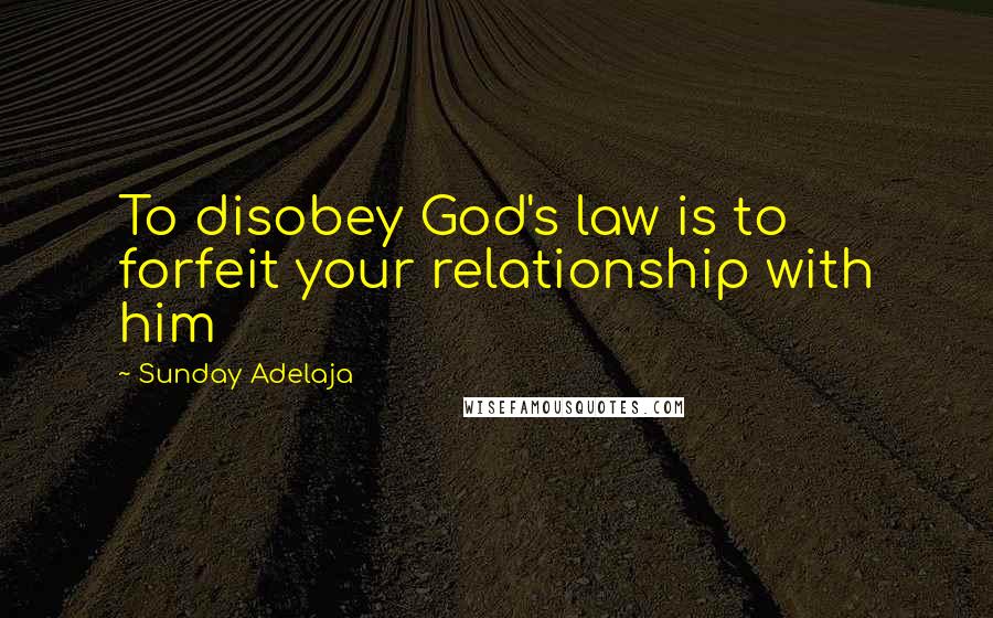 Sunday Adelaja Quotes: To disobey God's law is to forfeit your relationship with him