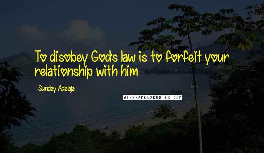 Sunday Adelaja Quotes: To disobey God's law is to forfeit your relationship with him