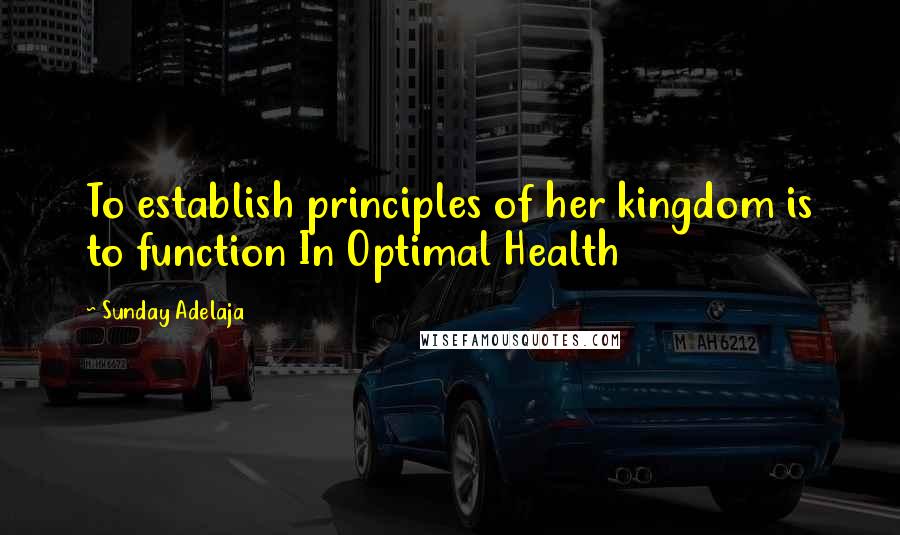 Sunday Adelaja Quotes: To establish principles of her kingdom is to function In Optimal Health